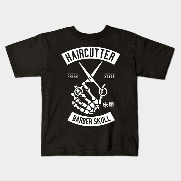 Barber Skull Kids T-Shirt by TeeGo